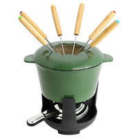 Juego de Fondue de Hierro Fundido con Soporte Metálico, Olla para Derretir Chocolate, Kit de Fondue de Queso