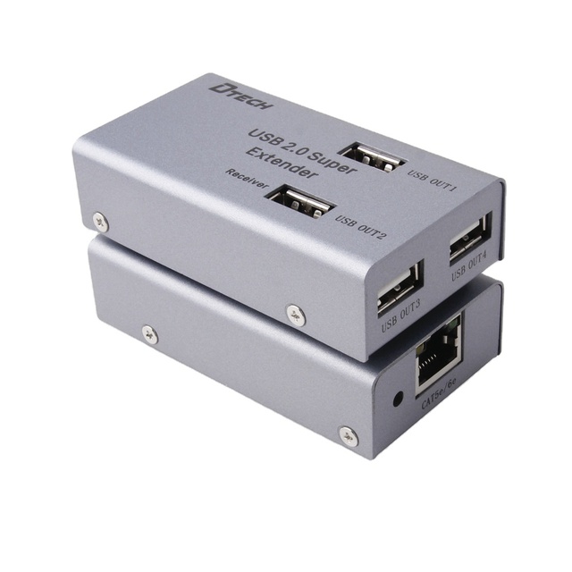 DTECH USB2.0 Extender Over Cat5e/6 up to 50m With 4 USB 2.0 Ports Plug and Play