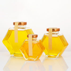 Frascos de Vidrio Transparente para Almacenamiento de Miel con Tapa de Rosca, 6oz 12oz 24oz, Frascos de Miel Hexagonales con Forma de Abeja, Venta al por Mayor - Product Image 1