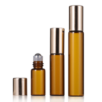 Flacon à bille WOGU 3ml 5ml 10ml, emballage cosmétique vide pour petits échantillons, flacon à bille en verre brun transparent pour huile essentielle, parfum