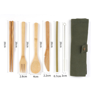 Juego de Cubiertos de Bambú Personalizable con Logotipo/Bolsa de Viaje, Cuchara, Tenedor, Palillos y Pajita de Alta Calidad, con Estuche - Product Image 2
