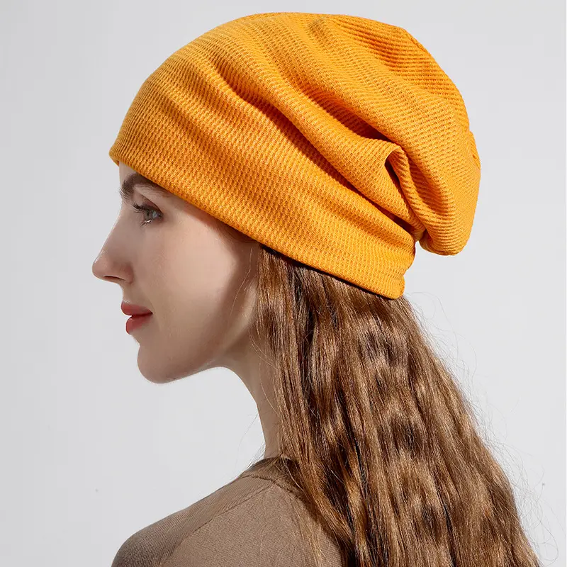 Wanita Musim Semi dan Musim Gugur Topi Rajut Akrilik Topi Tumpukan Hangat Lapisan Ganda Topi Baotou Baret Inggris Beanie
