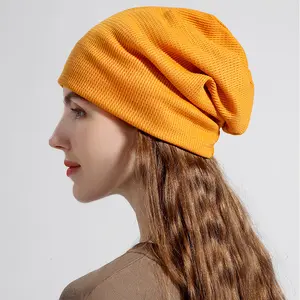 Frauen Frühling und Herbst gestrickte Acryl mütze Warm Pile Hat Doppels chicht Baotou Hut British Beret Beanie