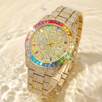 Montre automatique homme 2026 plaquée or rose, lunette entièrement sertie de diamants, cadran squelette panda, étanche, mécanique de luxe, bracelet caoutchouc, forme tonneau
