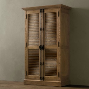 <span class=keywords><strong>Armario</strong></span> de roble vintage estilo rústico americano con persianas blancas, <span class=keywords><strong>armario</strong></span> para ropa, mueble de almacenamiento, mueble para dormitorio - Product Image 2