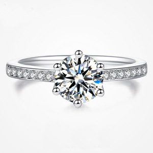 Bague de fiançailles en diamant et en argent, 4 en 1, couleur vvs momanite, pour femmes - Product Image 1