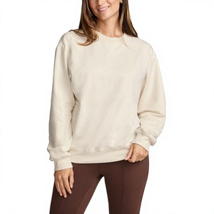 Sweat-shirt pour femme à col rond, coupe décontractée, en molleton brossé de qualité 380 GSM, mélange polyester/coton, couleur unie, vente chaude OEM à bas prix pour l'hiver - Product Image 3