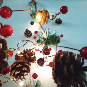 Navidad Hada Lámpara Colgantes Cadena Fruta Roja Ratán Decorativo Pasillo Lámpara de pared Cereza Pino Fruta Cadena Luz - Product Image 4