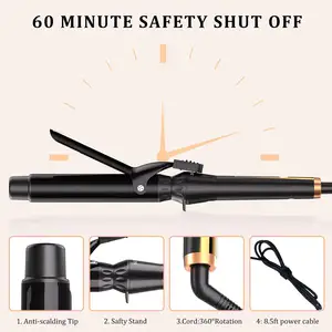 Curling Irons Waver Curling Wand Ceramic Tourmaline Hair Curler Dual Voltage Curlers Waves Hair Wand 1 1/4 Inch