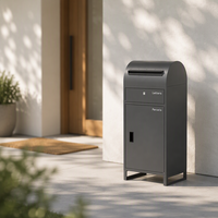 Buzón de Paquetería Metálico Independiente Gris Oscuro con Tapa Curva, Compartimento Separado para Cartas y Paquetes, Buzón Exterior con Cerradura para Casa o Villa, OEM ODM