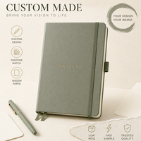 Carnet de notes A5 personnalisé en bambou 160 g/m², couverture rigide, pages pointillées, poche arrière, fermeture élastique, pour étudiants et artistes
