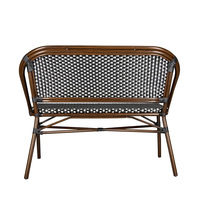 Banc de bistrot français en rotin noir moderne, imperméable, pour l'extérieur, hôtel, jardin, camping, café, 2 places, en plastique