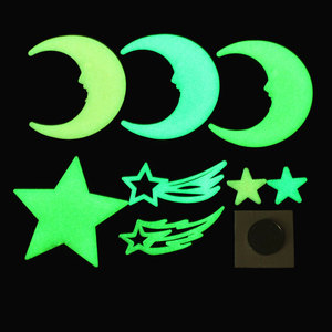 Pegatinas de pared de estrellas y luna que brillan en la oscuridad, de plástico fluorescente, extraíbles, para habitaciones infantiles, diseño moderno de dibujos animados - Product Image 2