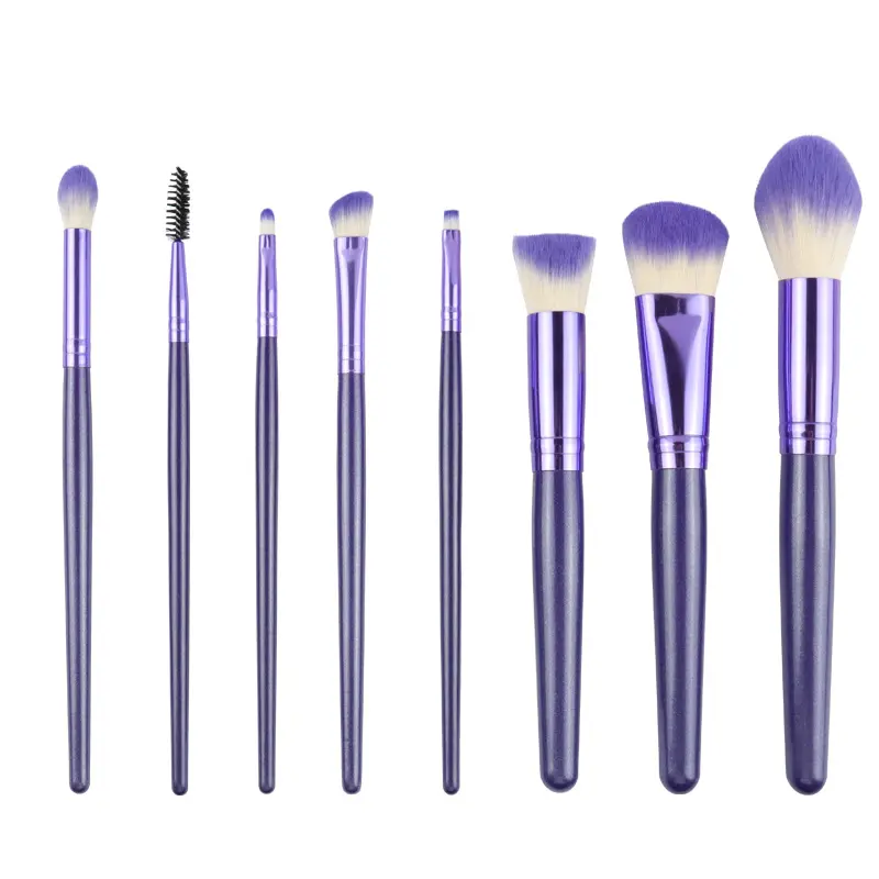 8 Pièces Violet Couleur Surligner Luxe Cosmétique Maquillage Outils Fabrication Ensembles De Pinceaux De Maquillage