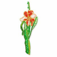 Applique de fleur de narcisse faite à la main avec perles et sequins pour robes, tenues de soirée, cheongsams, embellissement de vêtements et travaux de couture DIY