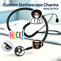 Breloques personnalisées en PVC avec logo sur mesure pour stéthoscope médical, accessoires décoratifs de dessin animé pour le personnel hospitalier, vente en gros
