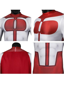 ชุดบอดี้สูทโพลีเอสเตอร์สำหรับผู้ชายลาย Meshin Omni-Man พร้อมผ้าคลุมสีแดง สำหรับคอสเพลย์ในวันฮาโลวีน แรงบันดาลใจจากทีวีและภาพยนตร์ มีสินค้าพร้อมส่ง - Product Image 4