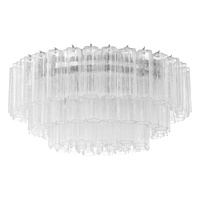 Lustre de salon à grandes étages en verre de Murano texturé, 16 lumières, 32 pouces, forme d'étoile arrondie multicolore, éclairage de plafond encastré