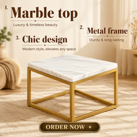 Ensemble de 2 tables basses gigognes en métal, style moderne et luxueux, en acier inoxydable doré, carrées, pour le salon