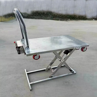Chariot à quatre roues à levage hydraulique - Chariot électrique portable à chargement automatique - Plateforme élévatrice à ciseaux plate - Outils de magasinage OEM