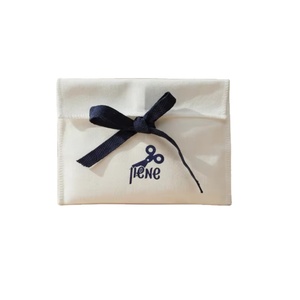 Custom White Cotton <b>Envelop</b> Dust Cover <b>Gift</b> Bag With Ribbon Bow - Product Image 1