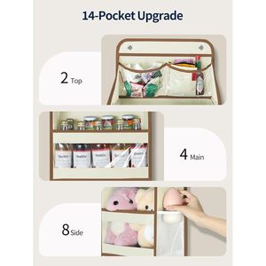 Organisateur suspendu beige à 6 niveaux pour accrocher derrière la porte, avec fenêtres transparentes, pour produits pour bébés, organisateurs de placard à suspendre derrière la porte - Product Image 3