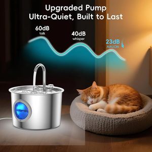 Bebedero para Gatos Inalámbrico Ultra Silencioso de 2L, Acero Inoxidable y Plástico, Filtración Automática, Circulación de Agua, Dispensador Inteligente para Mascotas - Product Image 2