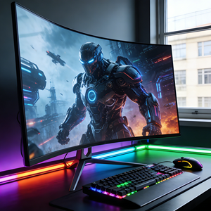 จอคอมพิวเตอร์โค้ง Rebekah Factory ขนาด 27 นิ้ว ความละเอียด 1080P 1440P 144Hz 165Hz สำหรับ <span class=keywords><strong>PC</strong></span>  แบบไร้ขอบ จอ LCD สำหรับเล่นเกม ความโค้ง 1800R - Product Image 2