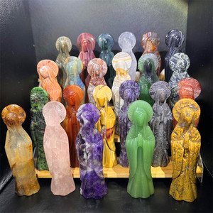 Artisanat en Cristal Naturel : <span class=keywords><strong>Ange</strong></span> Sculpté en Quartz de Feu, <span class=keywords><strong>Ange</strong></span> en Fluorite Arc-en-ciel, <span class=keywords><strong>Ange</strong></span> en Améthyste Polie pour la Guérison, Décoration et Cadeau - Product Image 1