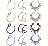 Xinfocus Meilleures ventes Anneau de nez et de septum factice à clipser en opale synthétique, sans perçage, bijoux de corps tendance pour femmes et hommes