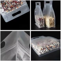 Emballage de sac à biscuits en plastique mat à fond plat à scellage à huit côtés pochette de sac à fermeture éclair en plastique givrée personnalisée avec poignée