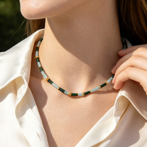 Collar de amatista natural hecho a mano al por mayor, collar de cuentas de piedra, collar delicado de cuentas de cristal, joyería casual para mujer - Product Image 1