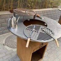 Barbecue Grill Bon Marché en Acier Corten 80 CM, Brasero Foyer Extérieur Portable à Charbon pour Jardin, Four de Cuisson BBQ