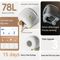 OEM/ODM MIYA Bac à litière intelligent pour chat en plastique ABS, contrôle par application WiFi, nettoyage automatique, facile à nettoyer, 78L