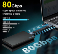 Le câble USB C prend en charge le transfert de données 80Gbps, la charge rapide PD 240W, l'affichage vidéo 8K60Hz USB4.0 E-Marker Chip Keychain Design