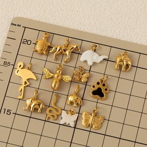 En stock, Collier pendentif DIY en acier inoxydable <span class=keywords><strong>3</strong></span> mm, chaîne à maillons basiques, série animale, style breloque, plaqué <span class=keywords><strong>or</strong></span> 18K par placage sous vide - Product Image 1