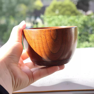 Bol rond en bois de jujube avec trois lignes, écologique, pour enfants, style japonais - Product Image 2