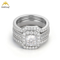 Goldleafgems 1-5CT Yastık Kesim GRA Sertifikalı HPHT CVD Laboratuvarda Yetiştirilmiş Elmas Halo Nişan Yüzüğü 925 Ayar Gümüş Yüzük Seti Özel Tasarım Mücevher