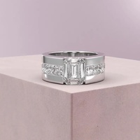 Bague en diamant de laboratoire Good Century, or 18 carats, sertie de doubles rangées d'émeraudes, bijoux fins sur mesure, élégante pour fiançailles