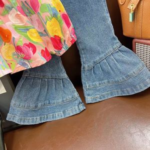 Niñas otoño nuevo estilo de pintura al óleo conjunto 2025 niñas impreso Top pantalones conjunto de 2 piezas niños traje de salida - Product Image 5