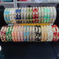 Bracelet en émail à l'huile vintage à la mode, 10 pièces, avec strass brillants, fleur pour femmes, bijoux du Nouvel An, ensemble de bracelets cloisonné