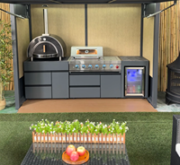 Cuisine barbecue extérieure à 6 brûleurs de qualité commerciale avec armoire de rangement pour évier de réfrigérateur et porte rétractable