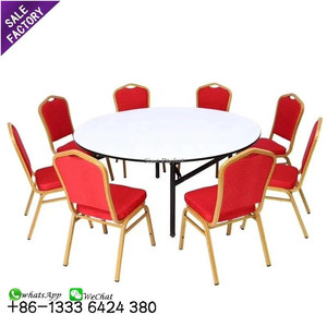 OEM ODM Personalizar Fiesta Boda Mesa de madera contrachapada Restaurante plegable Banquete Mesa de comedor de madera redonda - Product Image 1