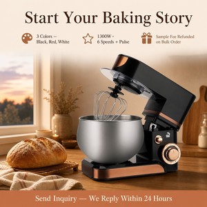 <span class=keywords><strong>Robot</strong></span> de <span class=keywords><strong>cuisine</strong></span> Shinechef, batteur sur socle planétaire, 5 L, acier inoxydable, 1300 W, design à tête inclinable, 6 vitesses, bol mélangeur, usage domestique, OEM - Product Image 6
