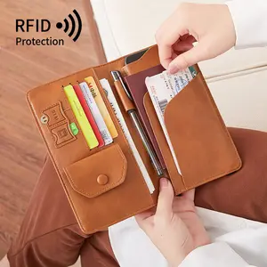 Fashionable RFID Passport Wallet Case Pen Holder Travel Document Organizer Wristlet Waterproof PU Leather Lady's Summer Style