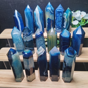 Pietra di Cristallo Naturale all'Ingrosso per Guarigione, Torre a Punta, Sfera di Cristallo di Sardonice Blu per Uso Spirituale - Product Image 3
