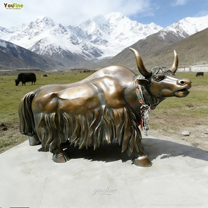 Estatua de Yak Salvaje de Bronce, Escultura Animal, Decoración Artística Tibetana de Yak, Fundición de Bronce Hecha a Mano, Decoración para Jardín Exterior - Product Image 1