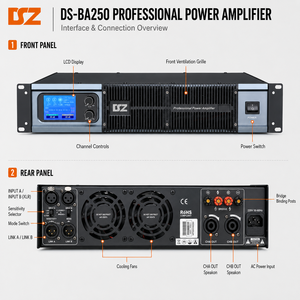 Amplificateur de puissance professionnel à double canal 10V OEM 2U pour <span class=keywords><strong>montage</strong></span> en rack, 2*250W, pour sonorisation en direct et système PA - Product Image 6