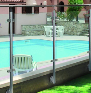 Poteau d'angle rond pour main courante - Avec pince à verre et support de rail - Fixation latérale pour balcon et <span class=keywords><strong>escalier</strong></span> extérieur - Product Image 1