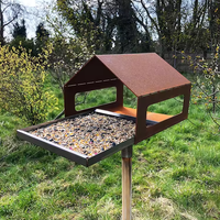 JH-Mech Mangeoire à oiseaux en métal réglable en hauteur Mangeoire à oiseaux en métal Plaque amovible résistante aux intempéries Support pour oiseaux en métal